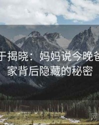 真相终于揭晓：妈妈说今晚爸爸不回家背后隐藏的秘密